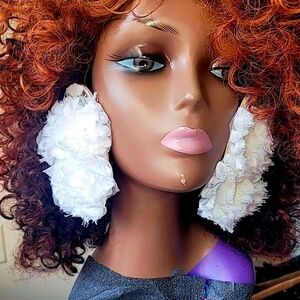 Bold White Floral Statement Earrings